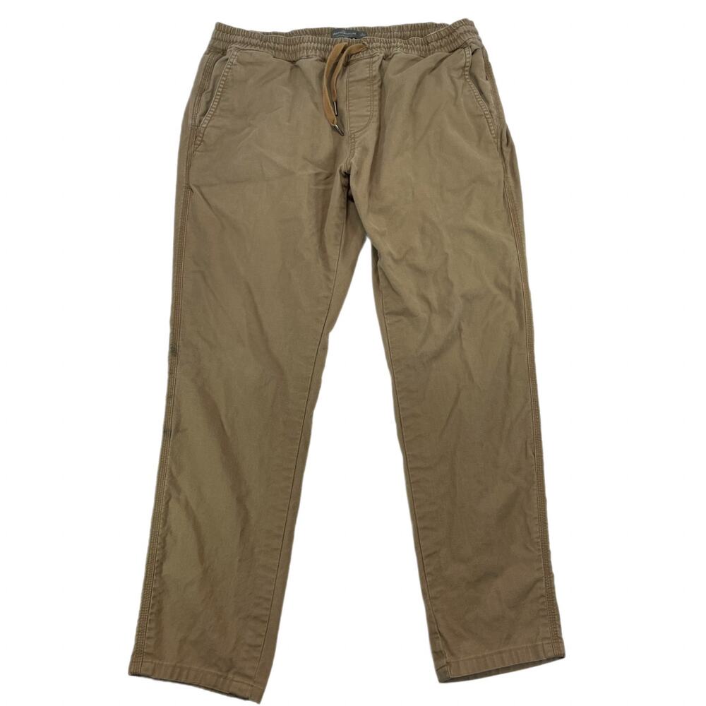 L.L. Bean Signature Slim Straight Elastic Waist Chino Khaki Brown Large Men